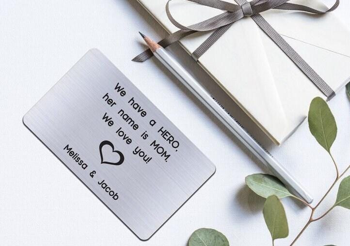 Personalized Own Message Metal Wallet Card, Sentimental Romantic Keepsake Gift For Him, Her, Wife, Husband, Christmas Gift, Anniversary Gift