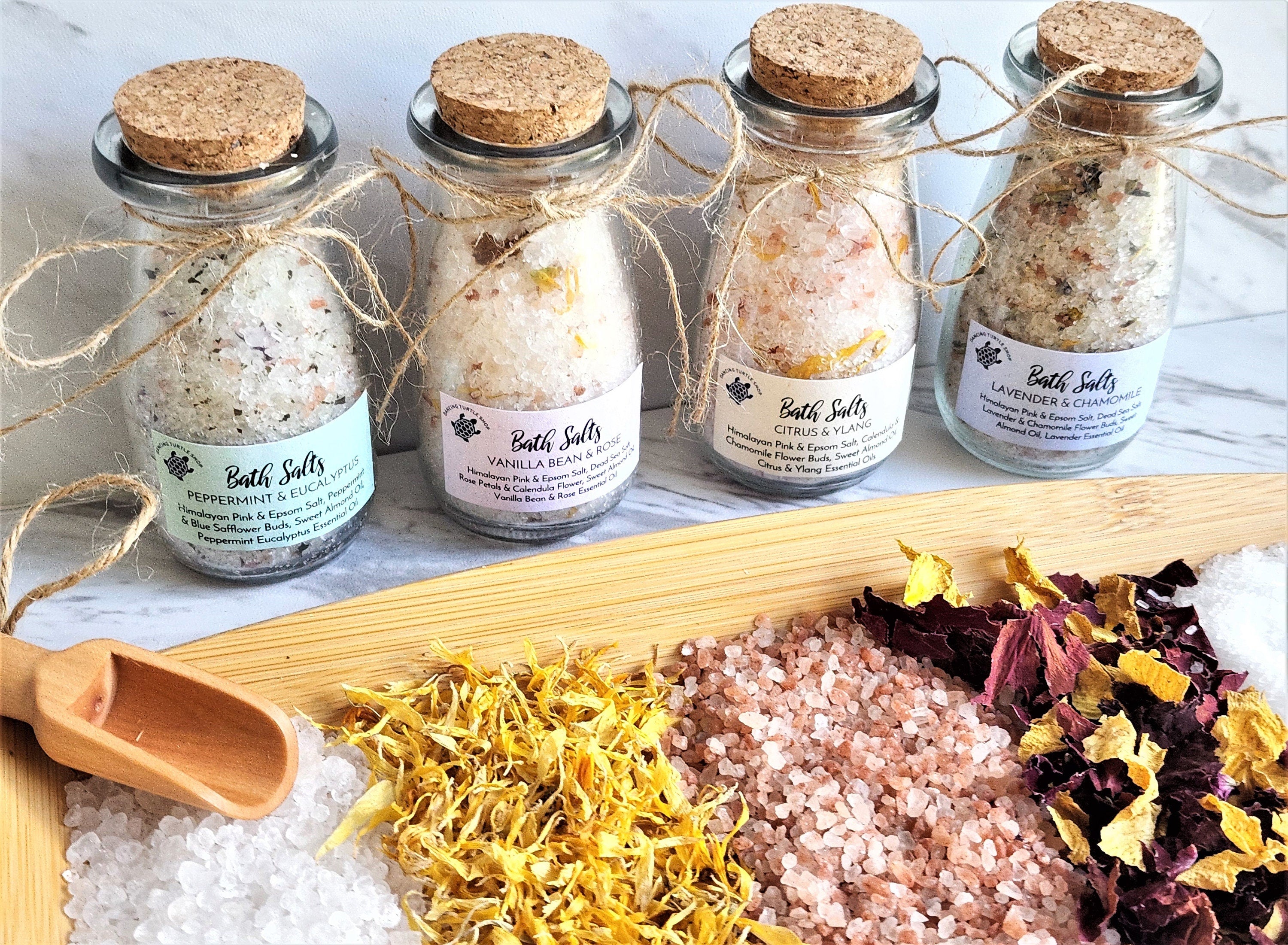 All Natural Bath Salts Gift Set, Essential Oils, Spa Aromatherapy