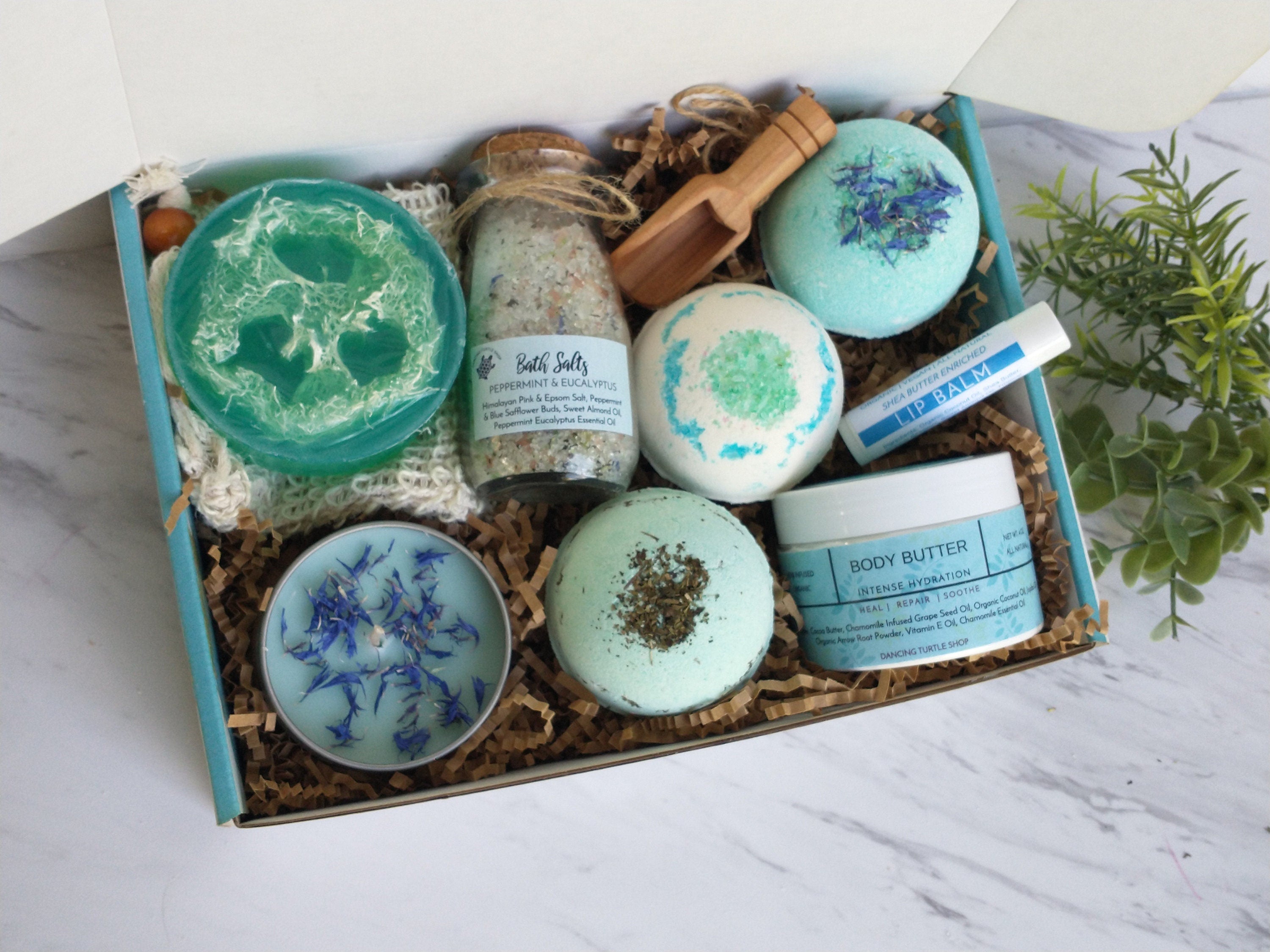Personalized Eucalyptus Spa Gift Box, Aromatherapy Pamper Set