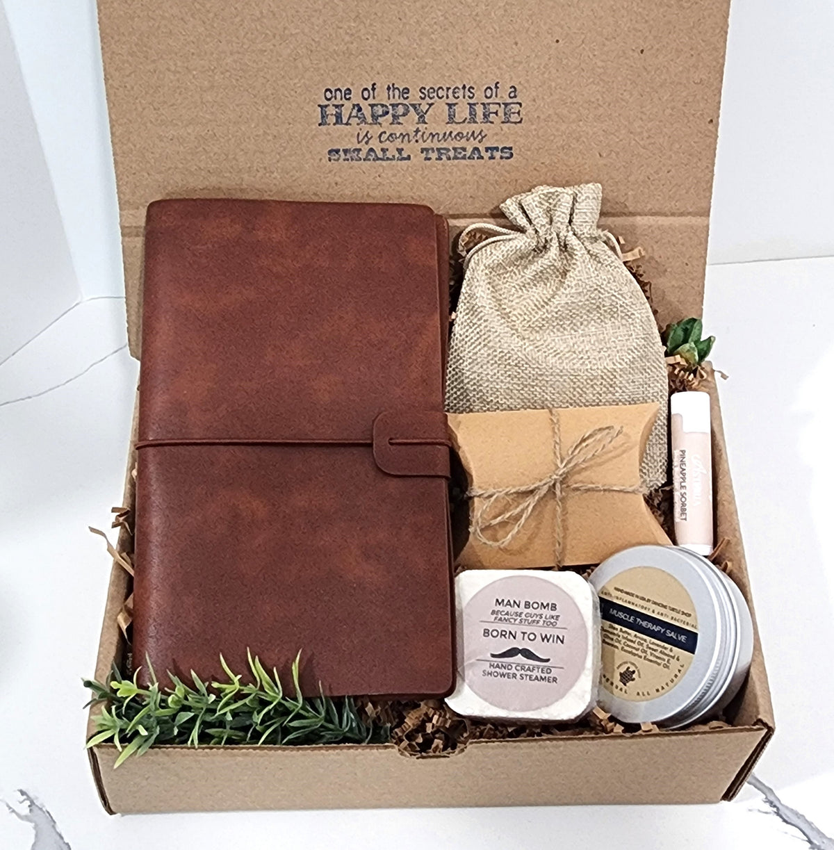 Spa Gift Set for Men | Custom Engraved Man Care Box, Holiday, Christmas and Special Occasions Gift | Self Relaxation & Grooming Kit for Him