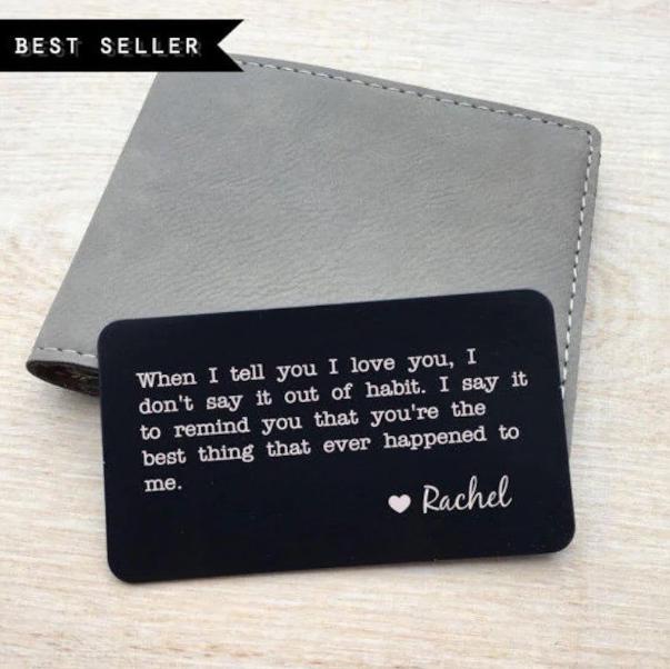 Personalized wallet card, Metal wallet card, Wallet card insert, Personalized message card, , Sentimental Romantic Keepsake, Custom Gift
