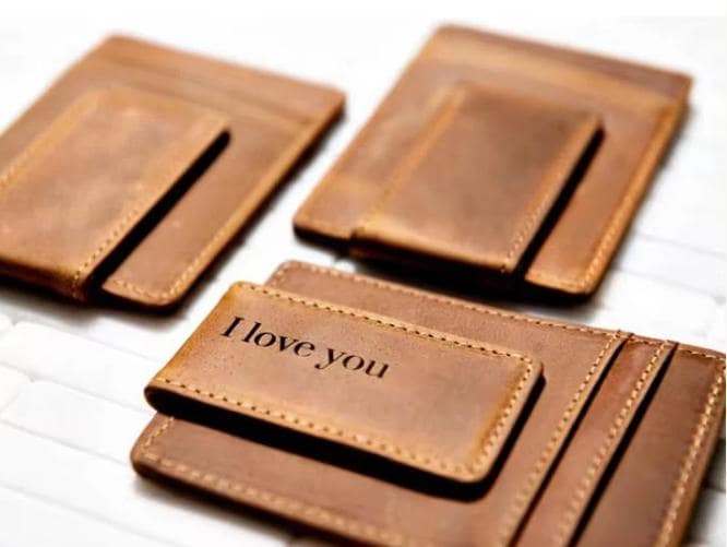 Money Clip, Personalized Gift For Him, Gift for Dad, Custom Gift for Dad, Engraved Genuine Leather Wallet, Custom Wallet, Gift for Men.
