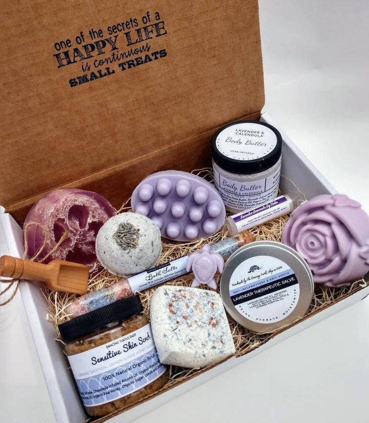 Lavender Spa Gift Box, Natural Bath and Body Products