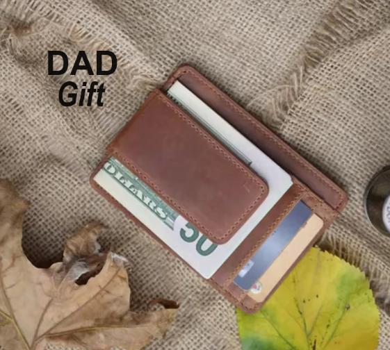 Money Clip, Personalized Gift For Him, Gift for Dad, Custom Gift for Dad, Engraved Genuine Leather Wallet, Custom Wallet, Gift for Men.