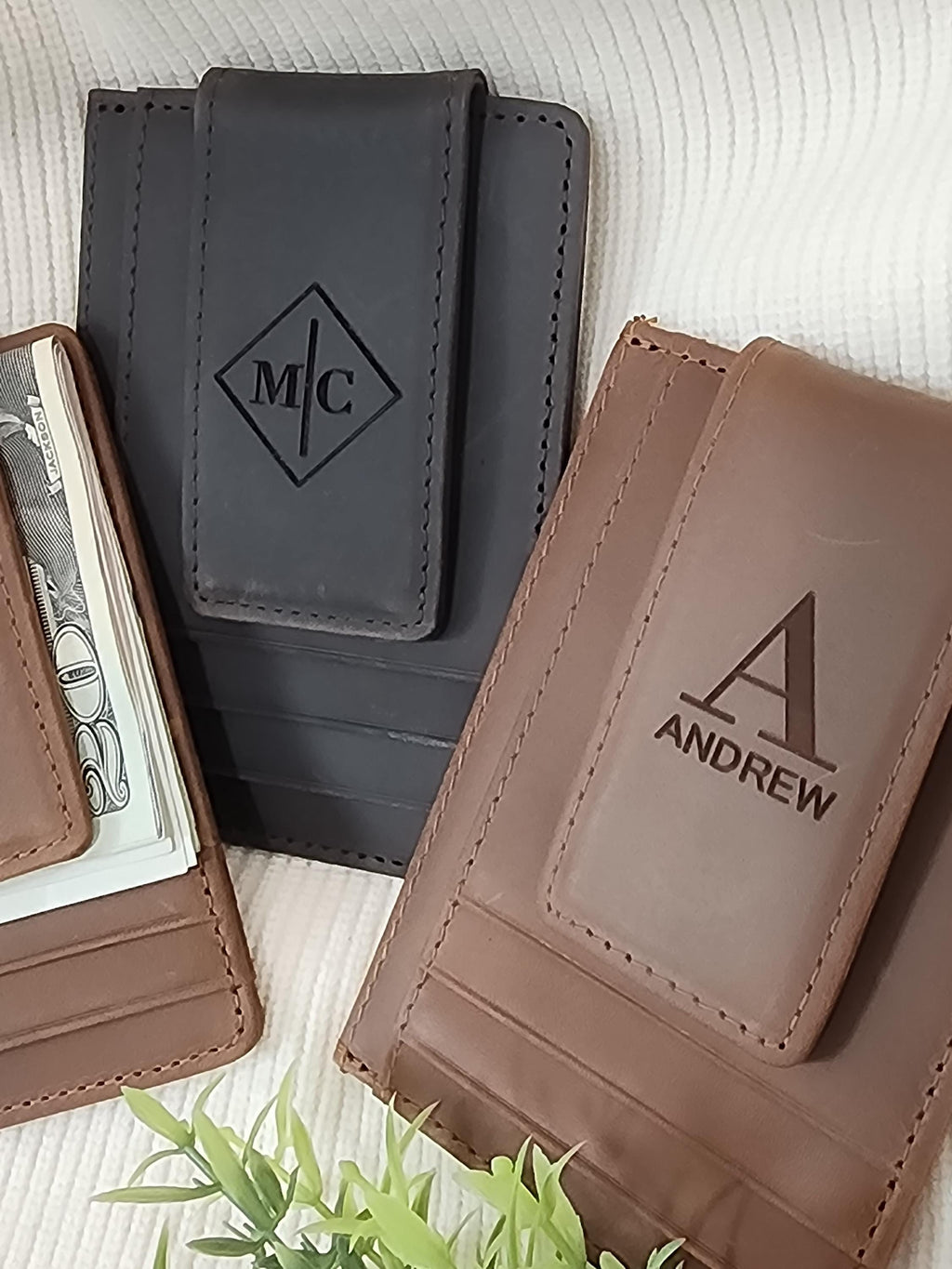 Money Clip, Personalized Gift For Him, Gift for Dad, Custom Gift for Dad, Engraved Genuine Leather Wallet, Custom Wallet, Gift for Men.