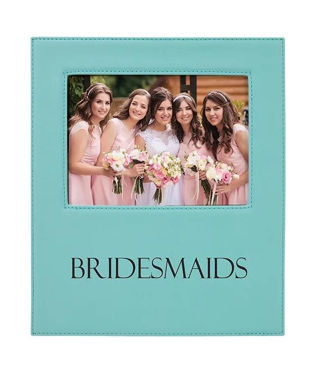 Personalized Add Your Custom Text Engraved Leatherette Faux Leather Hanging/Tabletop Personalized Group Family Photo Picture Frame