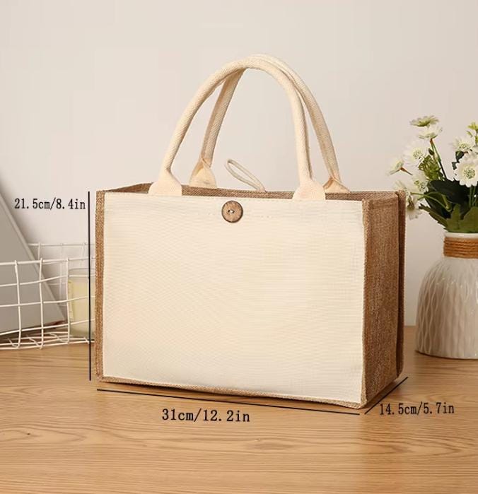 Natural Jute Canvas Tote Bag, Bridesmaid Gift Bag, Beach bag, Bridal Shower Gift, Shopping Bag, Wedding Party Favor