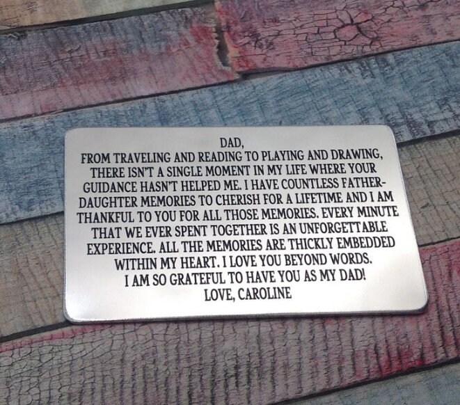Personalized Own Message Metal Wallet Card, Sentimental Romantic Keepsake Gift For Him, Her, Wife, Husband, Christmas Gift, Anniversary Gift