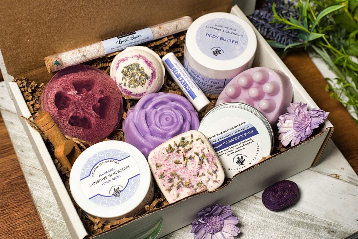 Lavender Spa Gift Box, Natural Skincare, Relaxation Gift Set