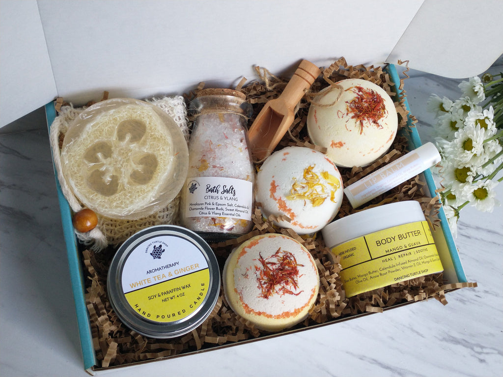 Spa Gift Basket, Organic Aromatherapy, Natural Self Care Gift Box