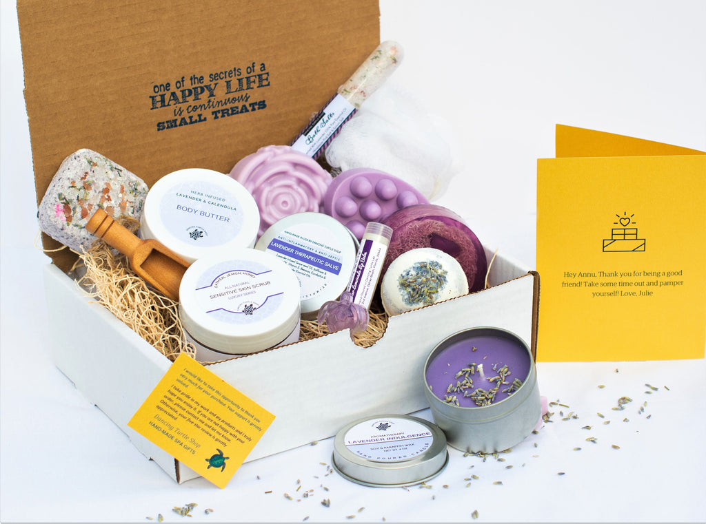 Lavender Spa Gift Box, Natural Bath and Body Products, Personalized Gift