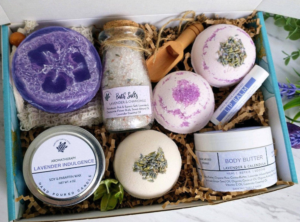 Lavender Spa Gift Box, Organic Aromatherapy, Self Care Set