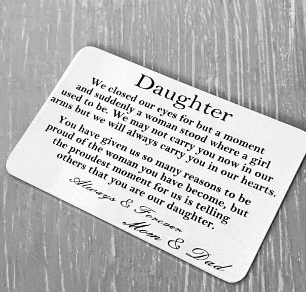 Personalized Own Message Metal Wallet Card, Sentimental Romantic Keepsake Gift For Him, Her, Wife, Husband, Christmas Gift, Anniversary Gift