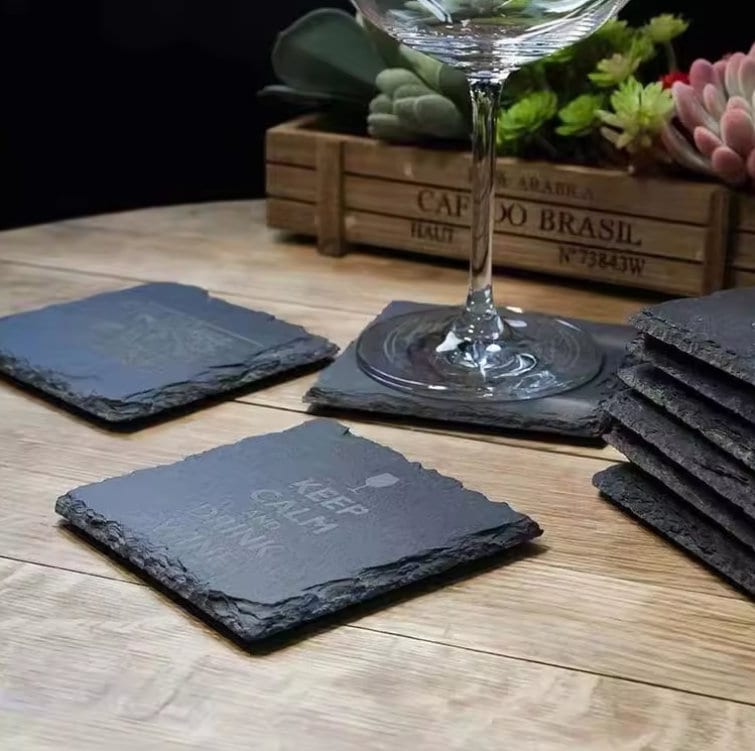 Custom Engraved Slate Coasters, Personalized Wedding Gift