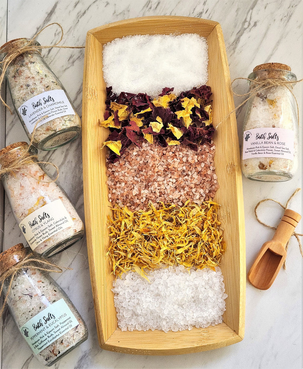All Natural Bath Salts Gift Set, Essential Oils, Spa Aromatherapy