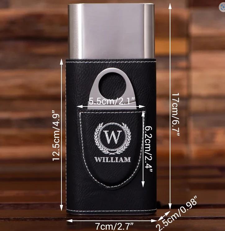 Etched Leather Cigar Case with Cutter, Groomsmen Gifts, Best Man Gift, Men's Birthday Gift Personalized Leather Cigar Case, Golfers Gift
