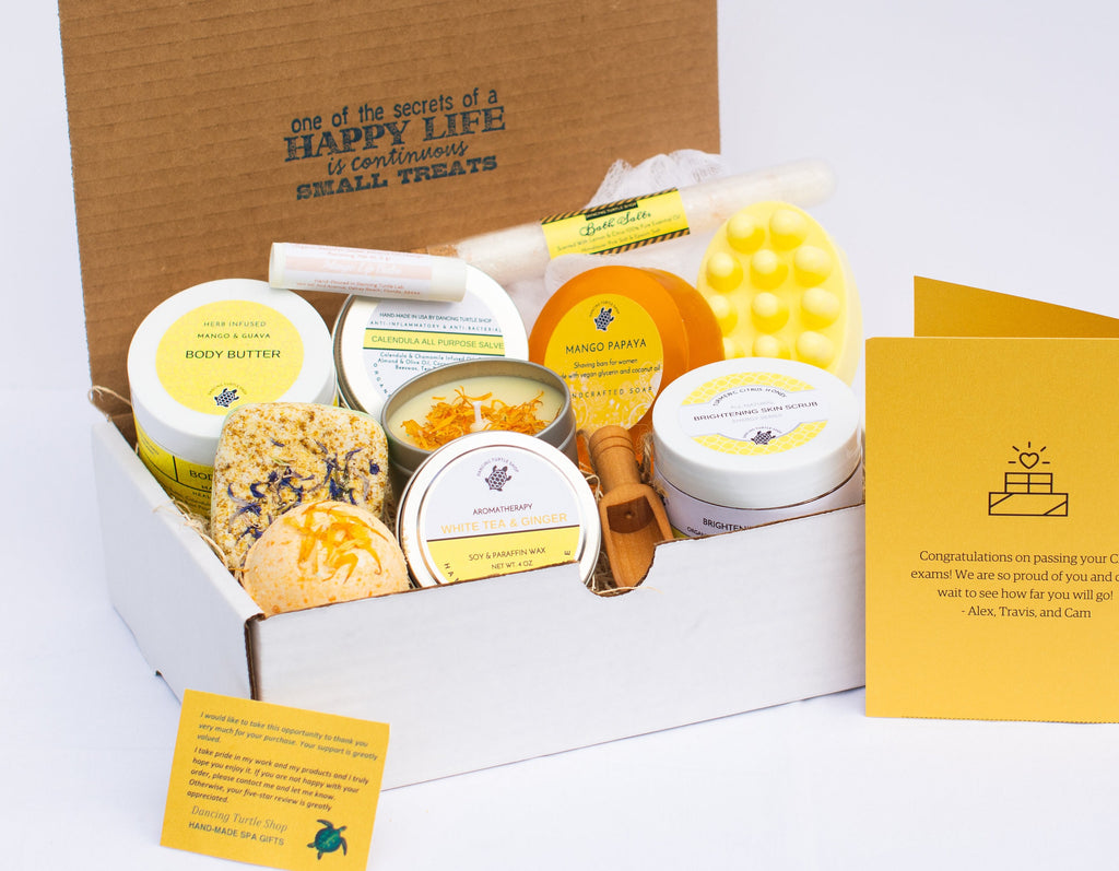 Natural Spa Gift Box, White Tea & Ginger Candle, Mango Guava Butter