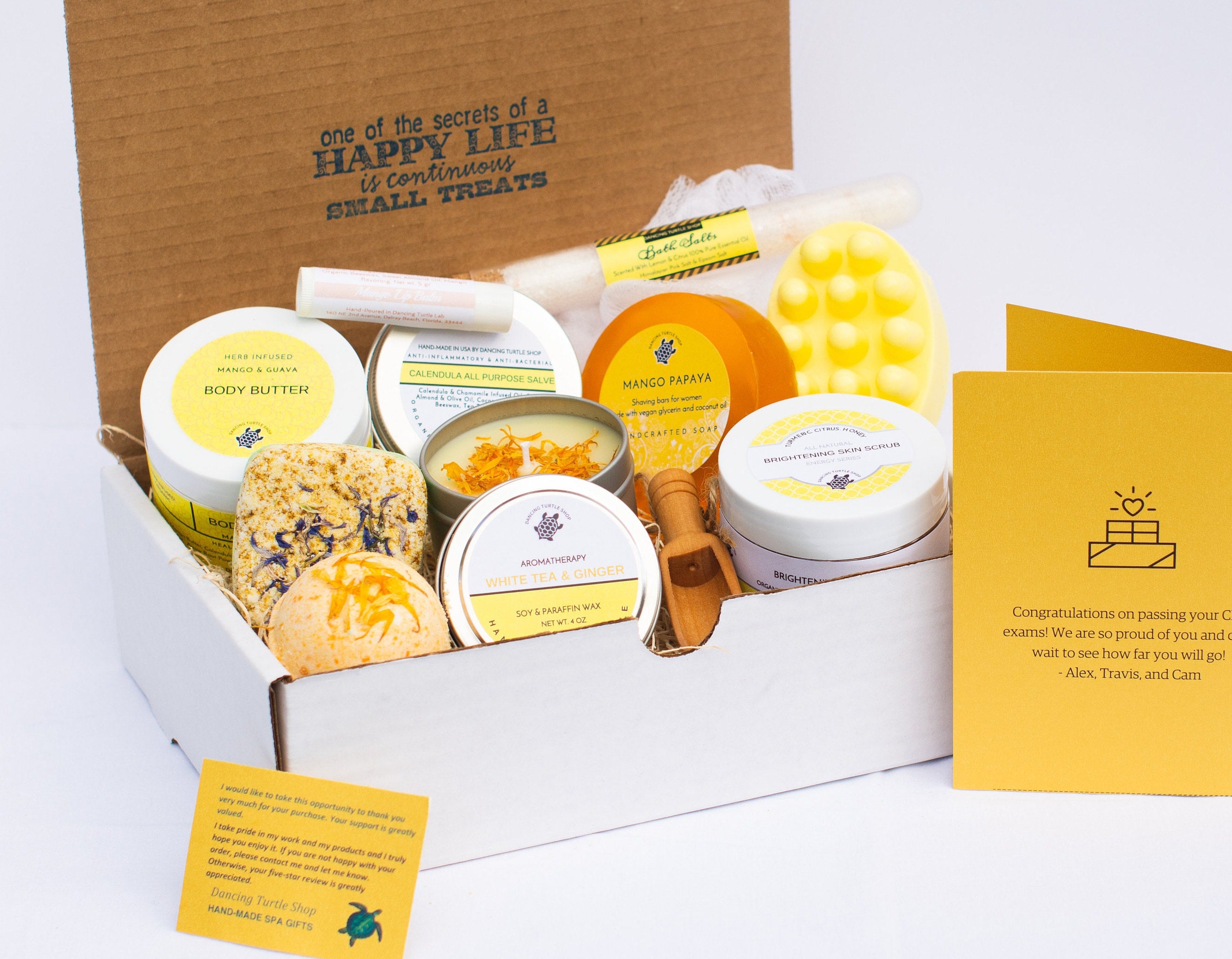 Natural Spa Gift Box, White Tea & Ginger Candle, Mango Guava Butter