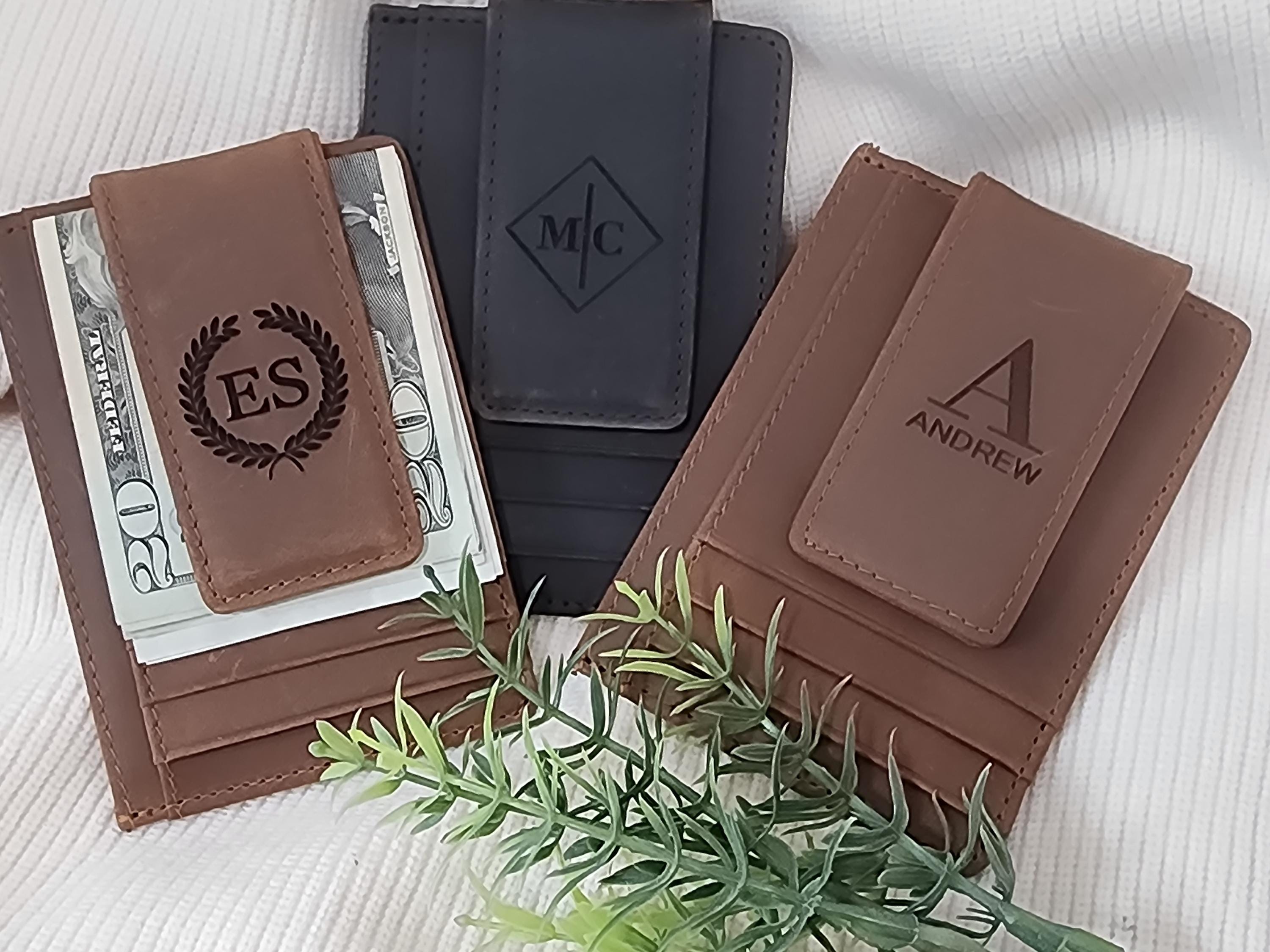Money Clip, Personalized Gift For Him, Gift for Dad, Custom Gift for Dad, Engraved Genuine Leather Wallet, Custom Wallet, Gift for Men.