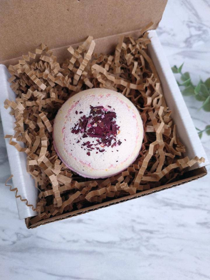 Vanilla Rose Vegan Bath Bomb Set, Organic Spa Gift Box
