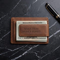 Money Clip, Personalized Gift For Him, Gift for Dad, Custom Gift for Dad, Engraved Genuine Leather Wallet, Custom Wallet, Gift for Men.