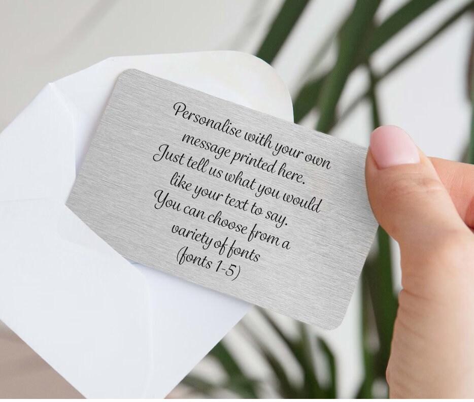 Personalized Own Message Metal Wallet Card, Sentimental Romantic Keepsake Gift For Him, Her, Wife, Husband, Christmas Gift, Anniversary Gift