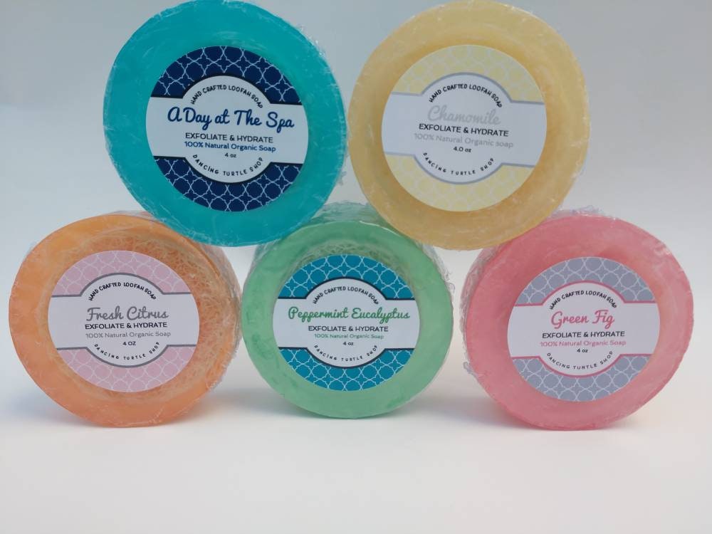 Organic Glycerin Loofah Soap: Exfoliating Vegan Soap, Christmas Stocking Stuffer