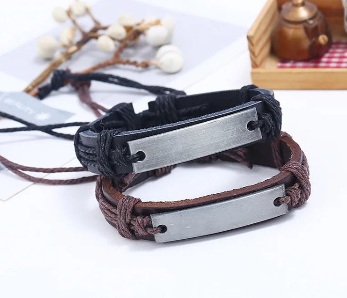 Best Friend Bracelet, Personalized Gifts, Leather Bracelets Custom Leather Bracelet Engraved Leather Bracelets Unisex Gifts Couple Bracelets