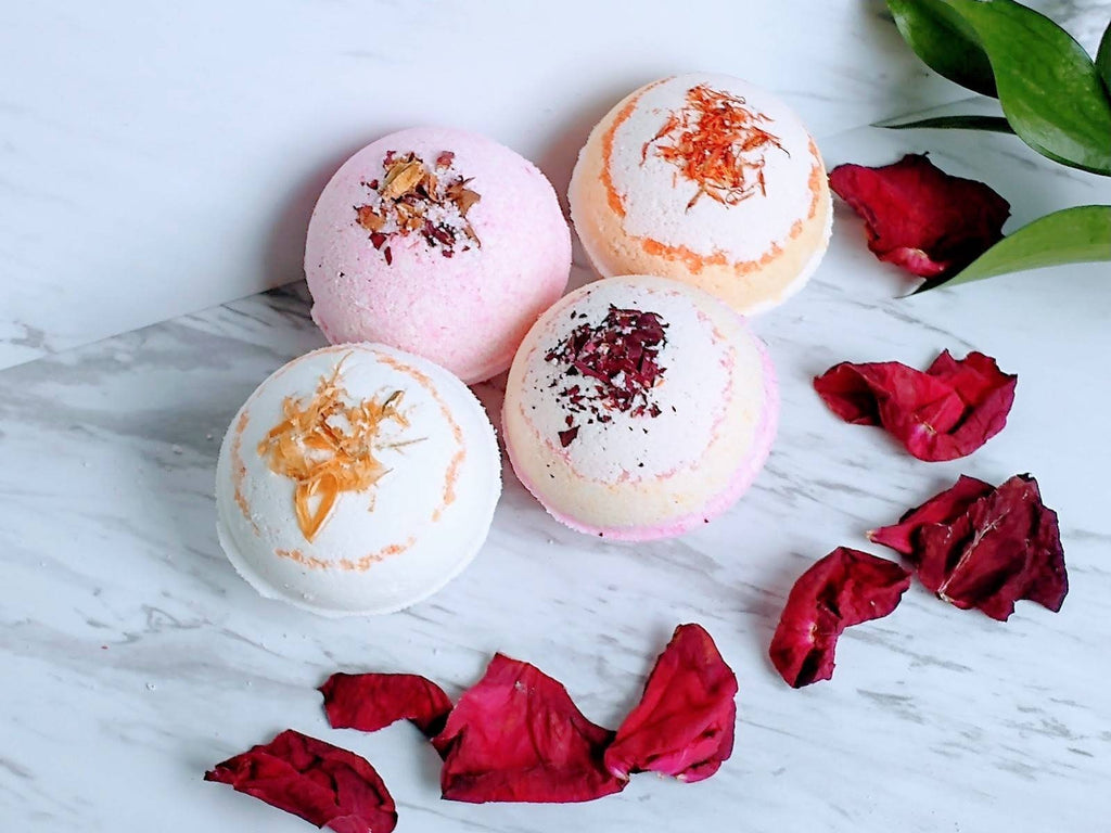 Lavender Essential Oil Bath Bomb Set, Vegan Aromatherapy Spa Gift