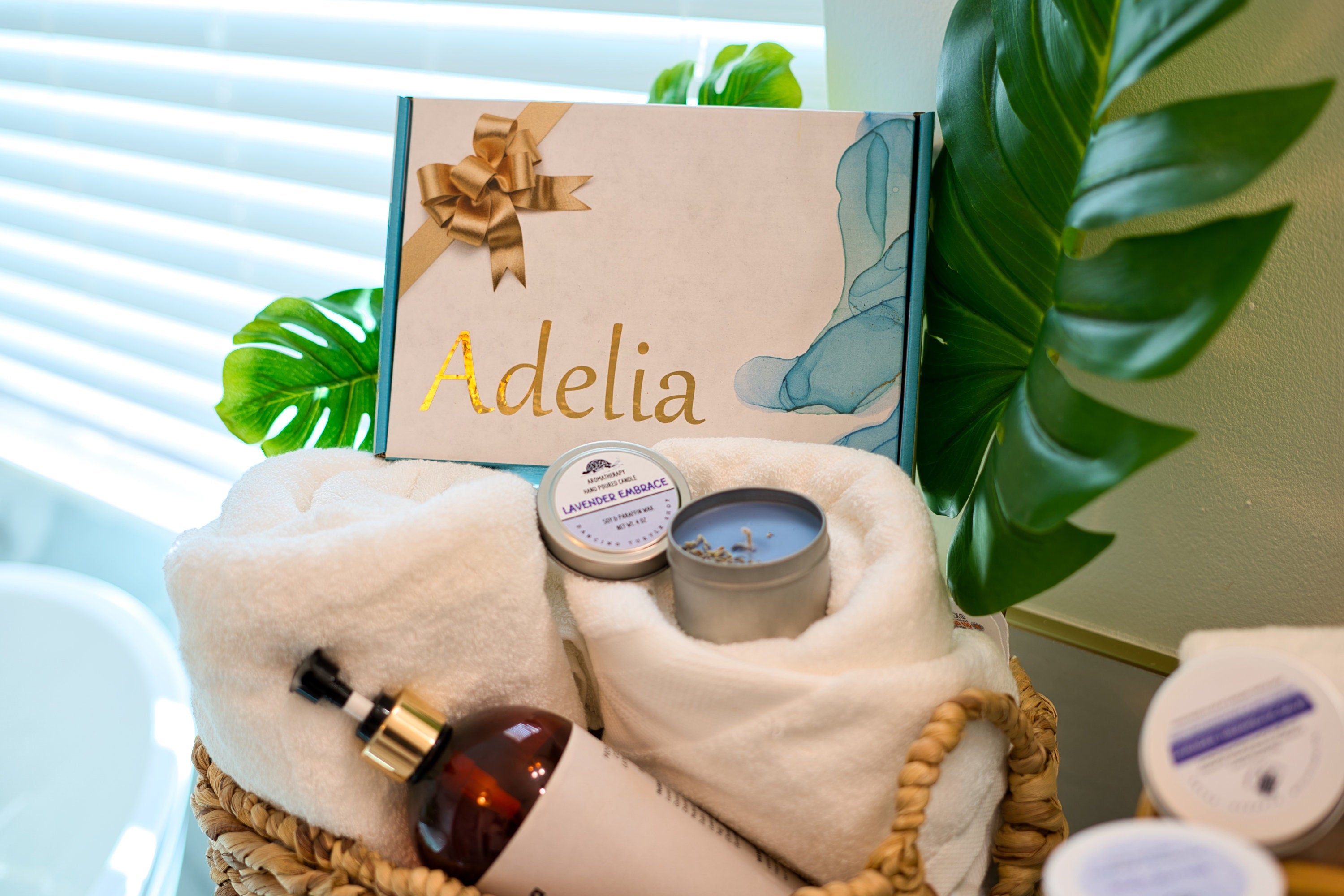 Lavender Spa Gift Set, Natural Aromatherapy, Personalized Spa Box