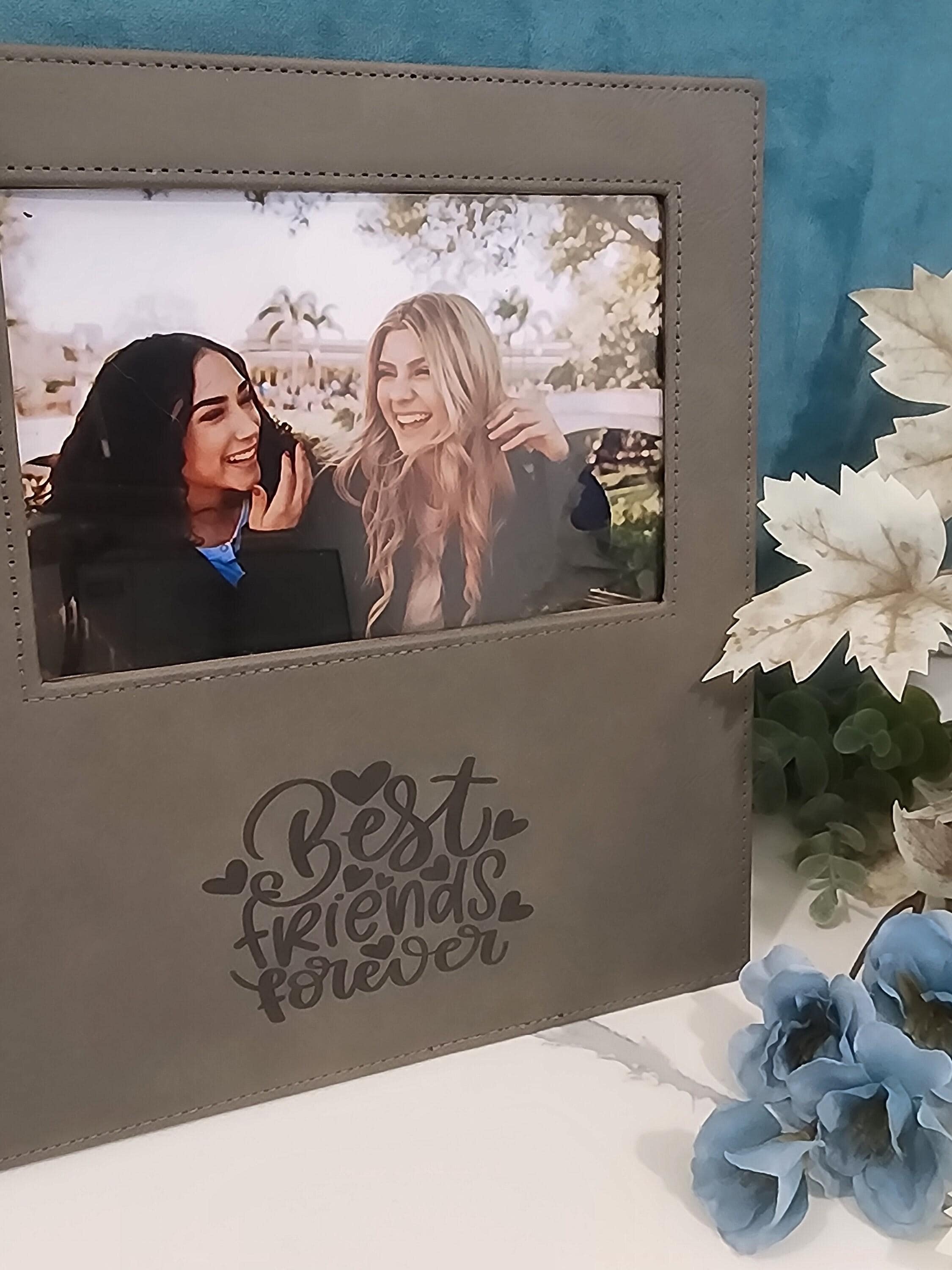 Personalized Add Your Custom Text Engraved Leatherette Faux Leather Hanging/Tabletop Personalized Group Family Photo Picture Frame