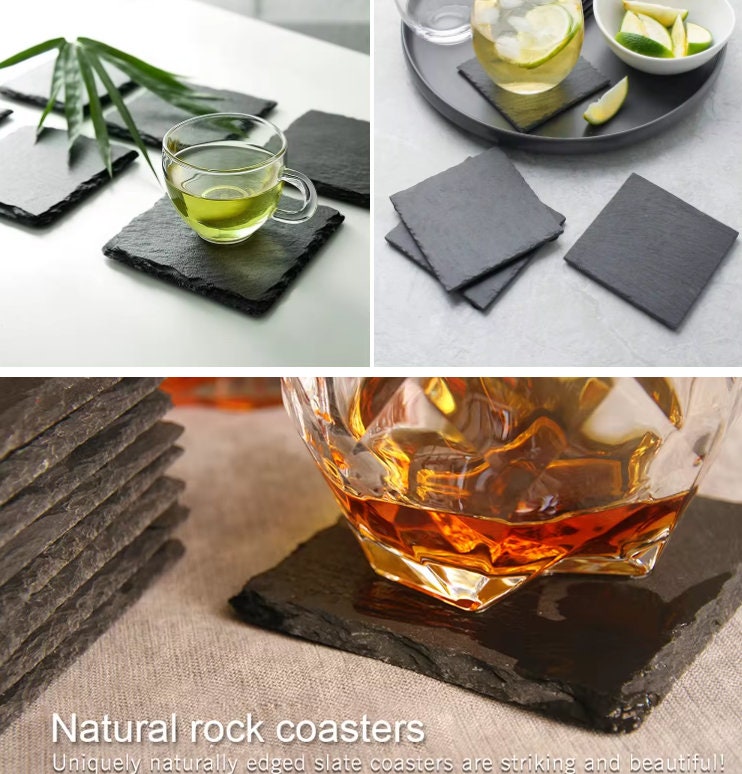 Custom Engraved Slate Coasters, Personalized Home Gift