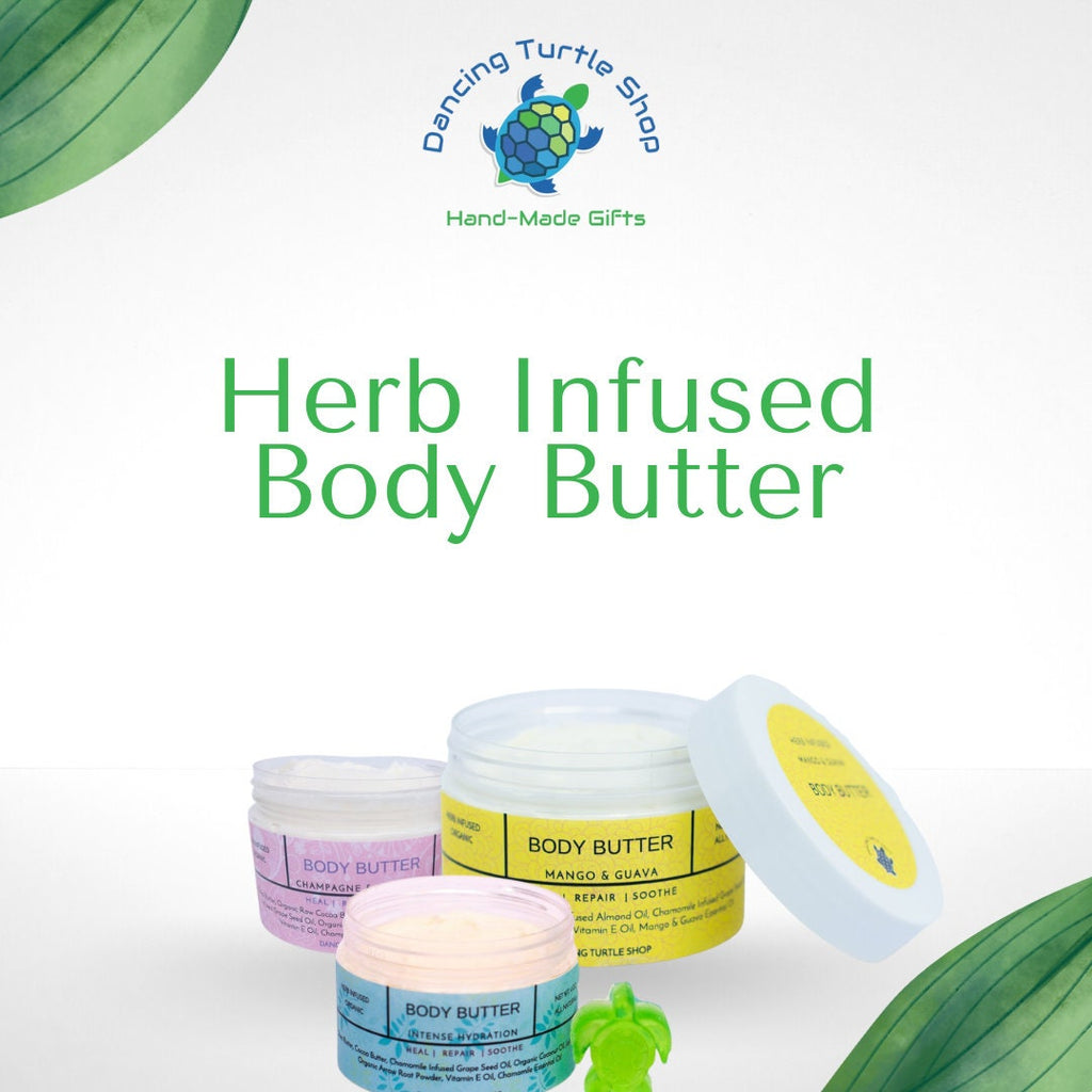 Organic Herb Infused Body Butter, Shea & Cocoa, Dry Skin Lotion