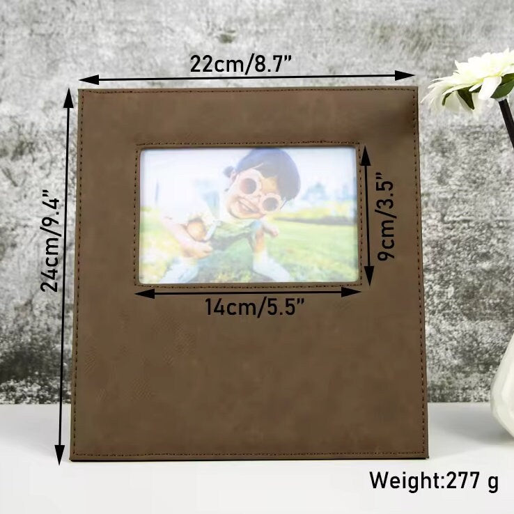 Engraved Faux Leather Wedding Picture Frame | Personalized Anniversary Gift