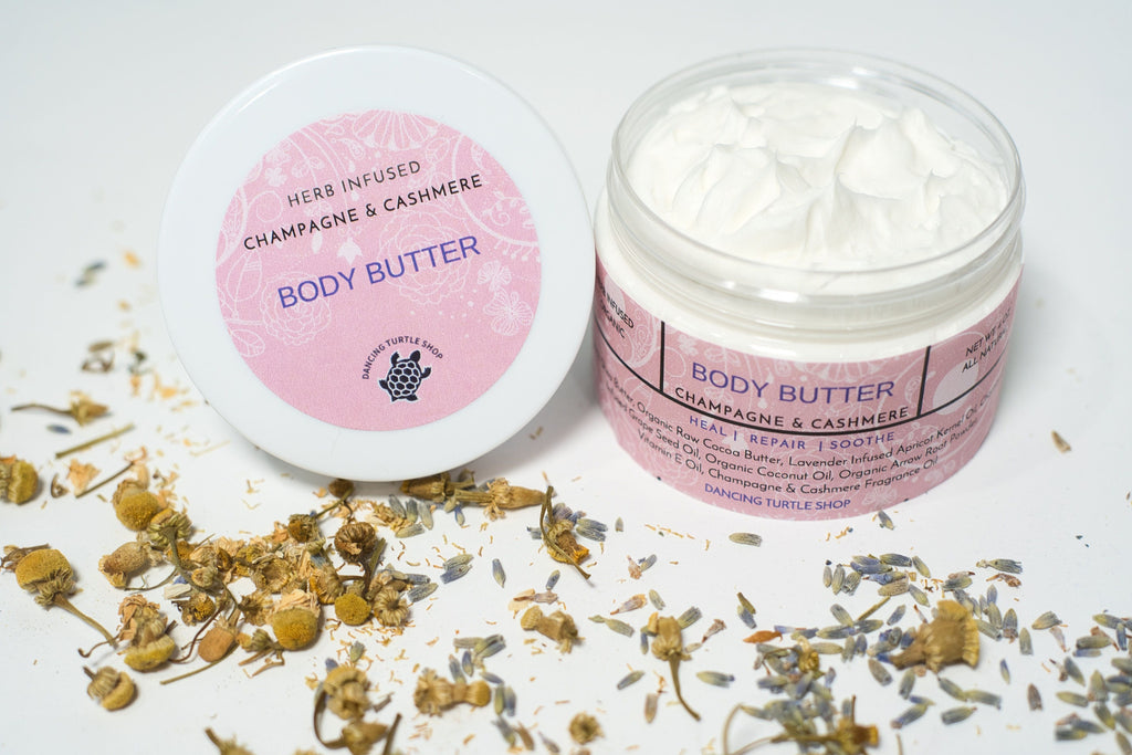 Organic Herb Infused Body Butter, Shea & Cocoa, Dry Skin Lotion