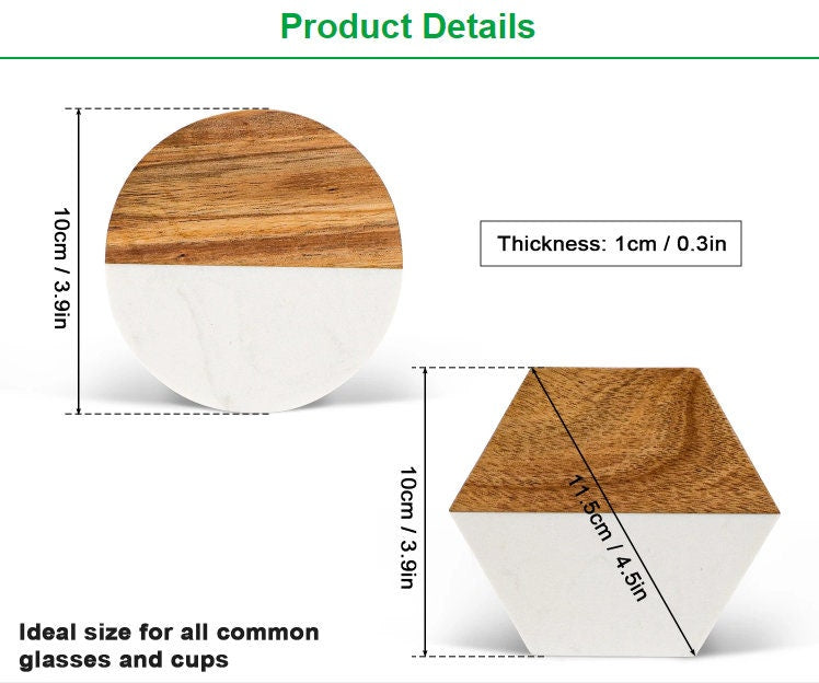 Engraved Marble Wood Coasters, Personalized Wedding Gift, Home Gift.