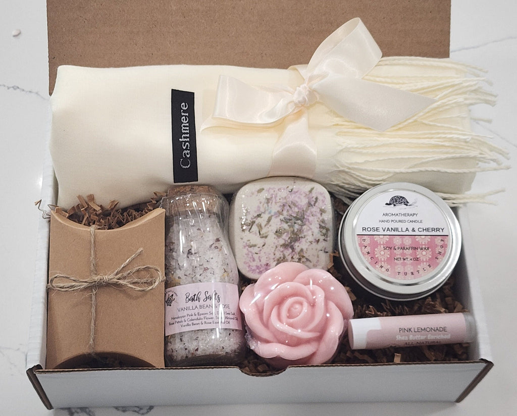 Cozy Gift Box, Gift For Mom, Cashmere Scarf Gift, Birthday Gift, Spa gift box, Mothers Day gift, Mom Gift Postpartum, Thinking of You Gift.