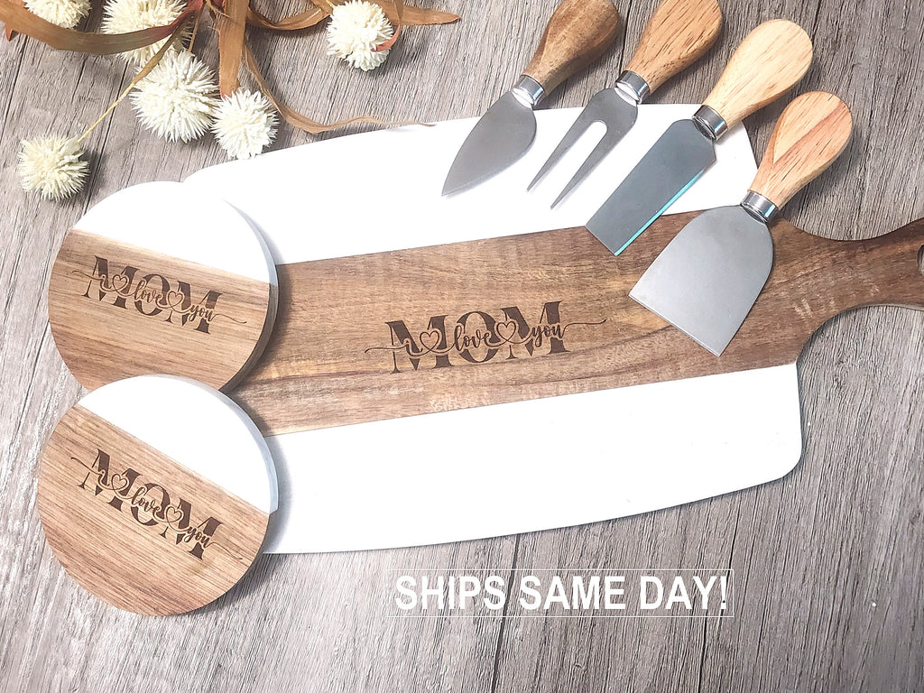 Engraved Marble Wood Coasters, Personalized Wedding Gift, Home Gift.