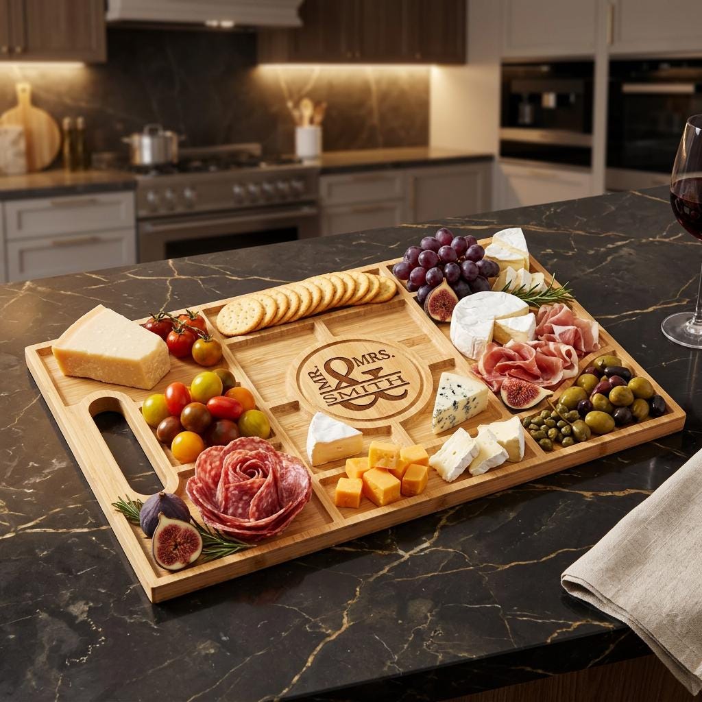 Charcuterie Board Personalized Cheese Cutting Board Wedding Gift for Couples, Housewarming Gift New Home Kitchen Decor, Holiday Custom Gift